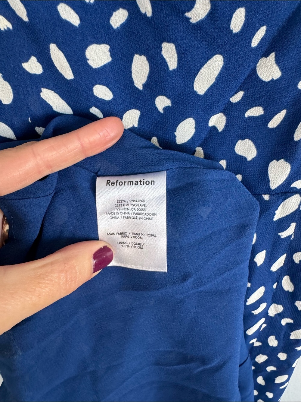 Reformation Juliette Dress Moray Print Blue Midi Slip Dress Romantic Size 4 - Picture 5 of 11